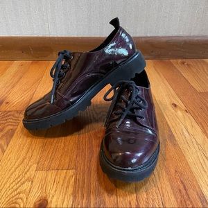 Shiny Burgundy Oxfords